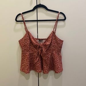 Shein Self tie cami peplum top, floral. Large.